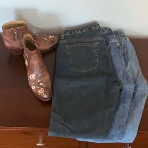 3 pair of Halogen button fly boot cut jeans. Size 10 Long.